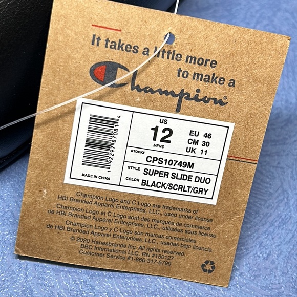 Champion Mens Super Slide Duo Slippers CPS10749M Black Size 12M J830-0222-PUTIAN - Picture 9 of 17